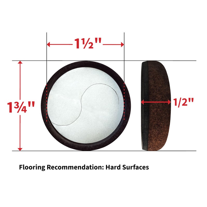 SoftTouch Super Sliders 4 Pack â€“ 2" Round Self-Stick Felt Furniture Pads for Hardwood, Tile & Laminate Floors â€“ Heavy Duty Scratch-Resistant Floor Protectors, Brown - Image 3